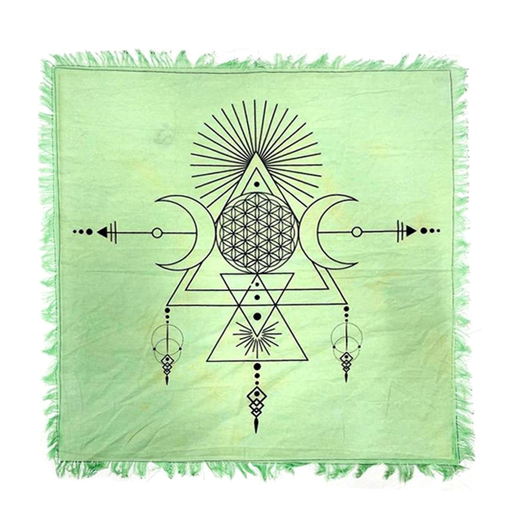 [92224] Geometric Triple Moon Altar Cloth Tapestry – 18" x 18"