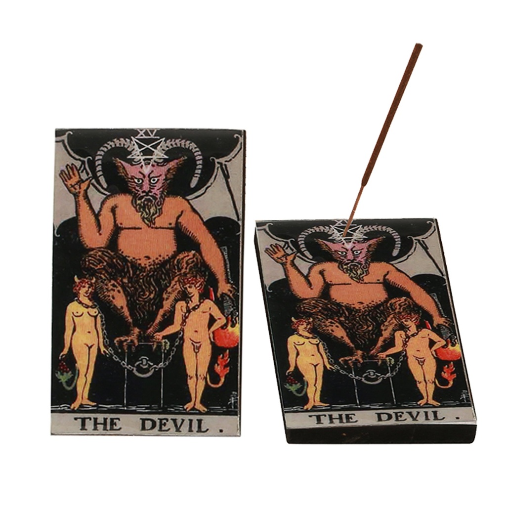 [94026] The Devil Tarot Card Wooden Ash Catcher – 3" x 5"