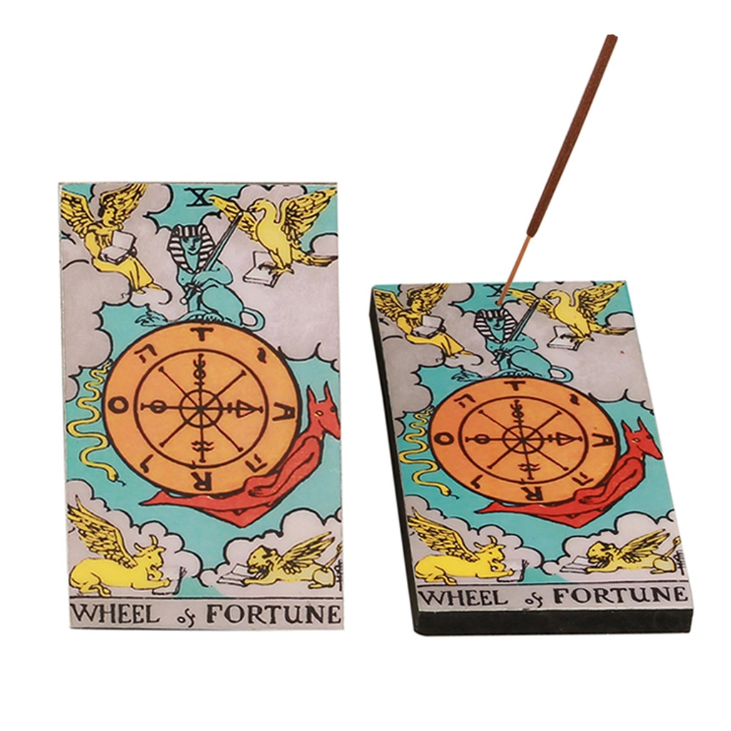 [94032] Wheel of Fortune Tarot Card Wooden Ash Catcher – 3" x 5"