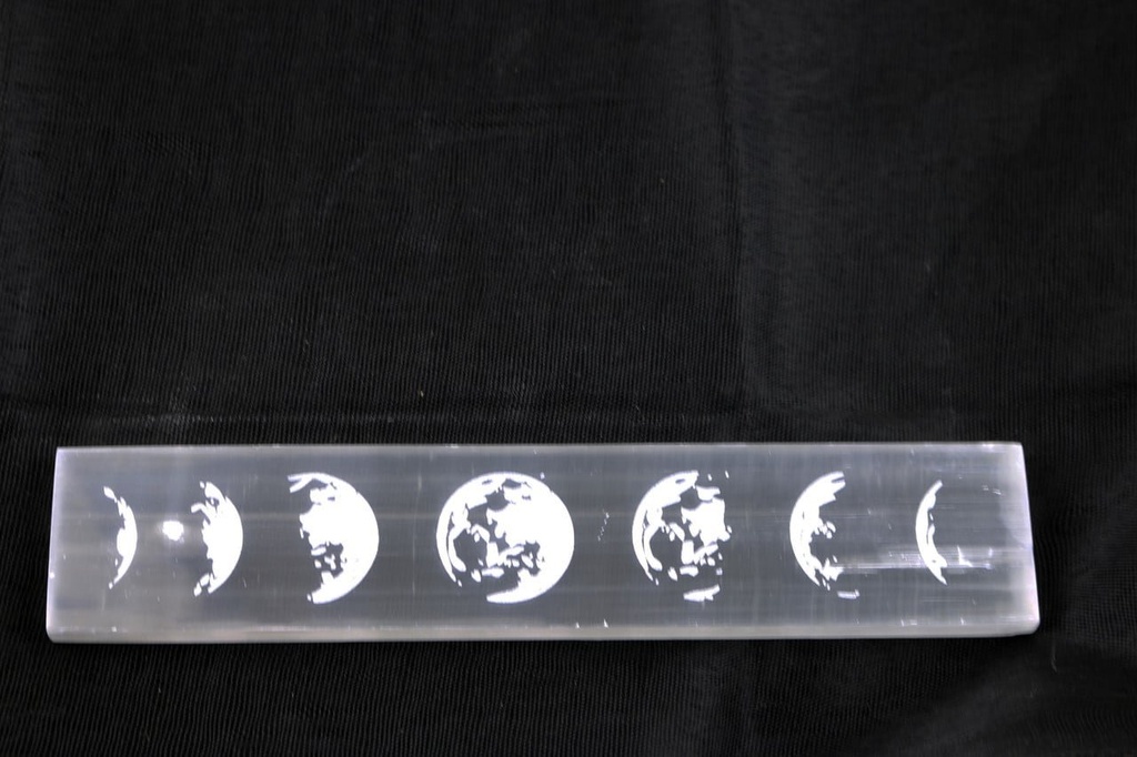 [94130] Moon Phases Selenite Incense Ash Catcher – 8"