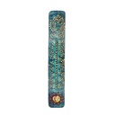 11" Teal Patterned Mango Wood Incense Ash Catcher