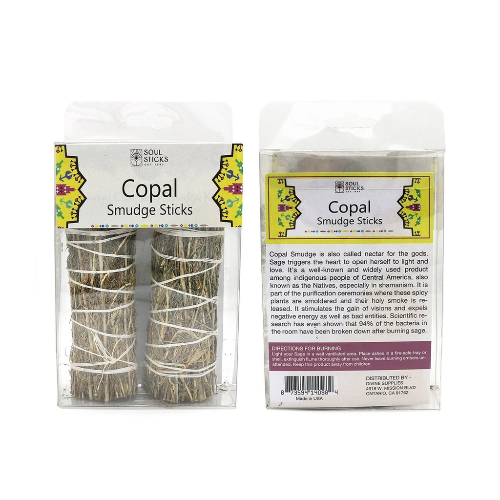 [14098] Copal Sage Smudge Sticks Retail Box – 4"