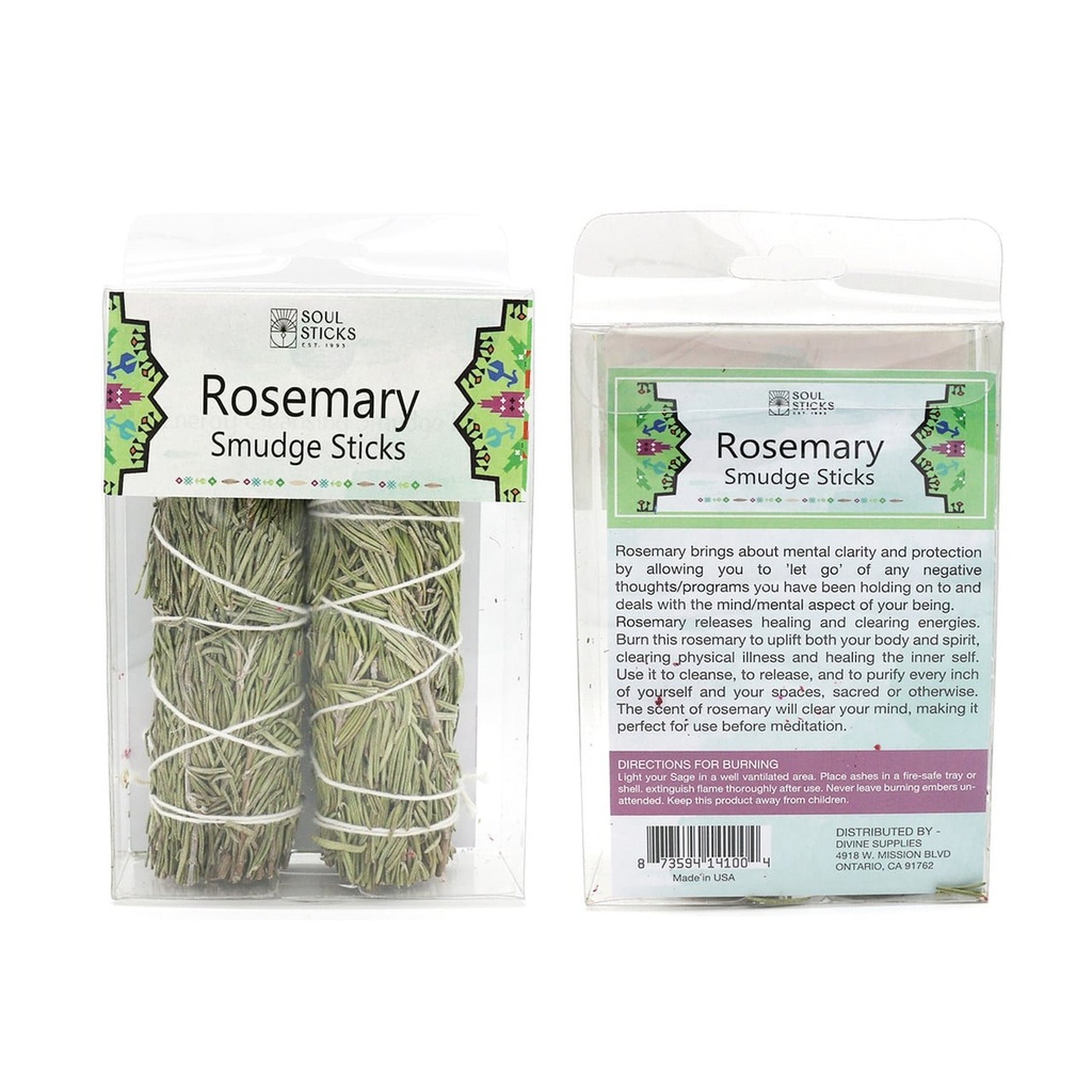 [14100] Rosemary Sage Smudge Sticks Retail Box – 4"