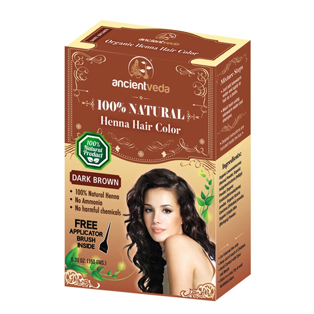 [95035] AncientVeda Dark Brown Natural Henna Hair Color