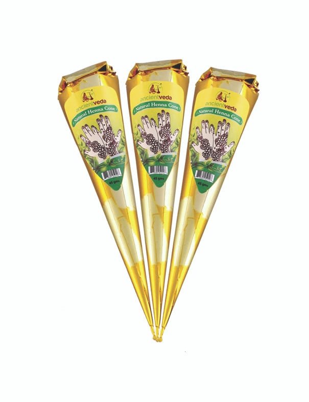 [95039] AncientVeda Premium Gold Henna Cones – 30g