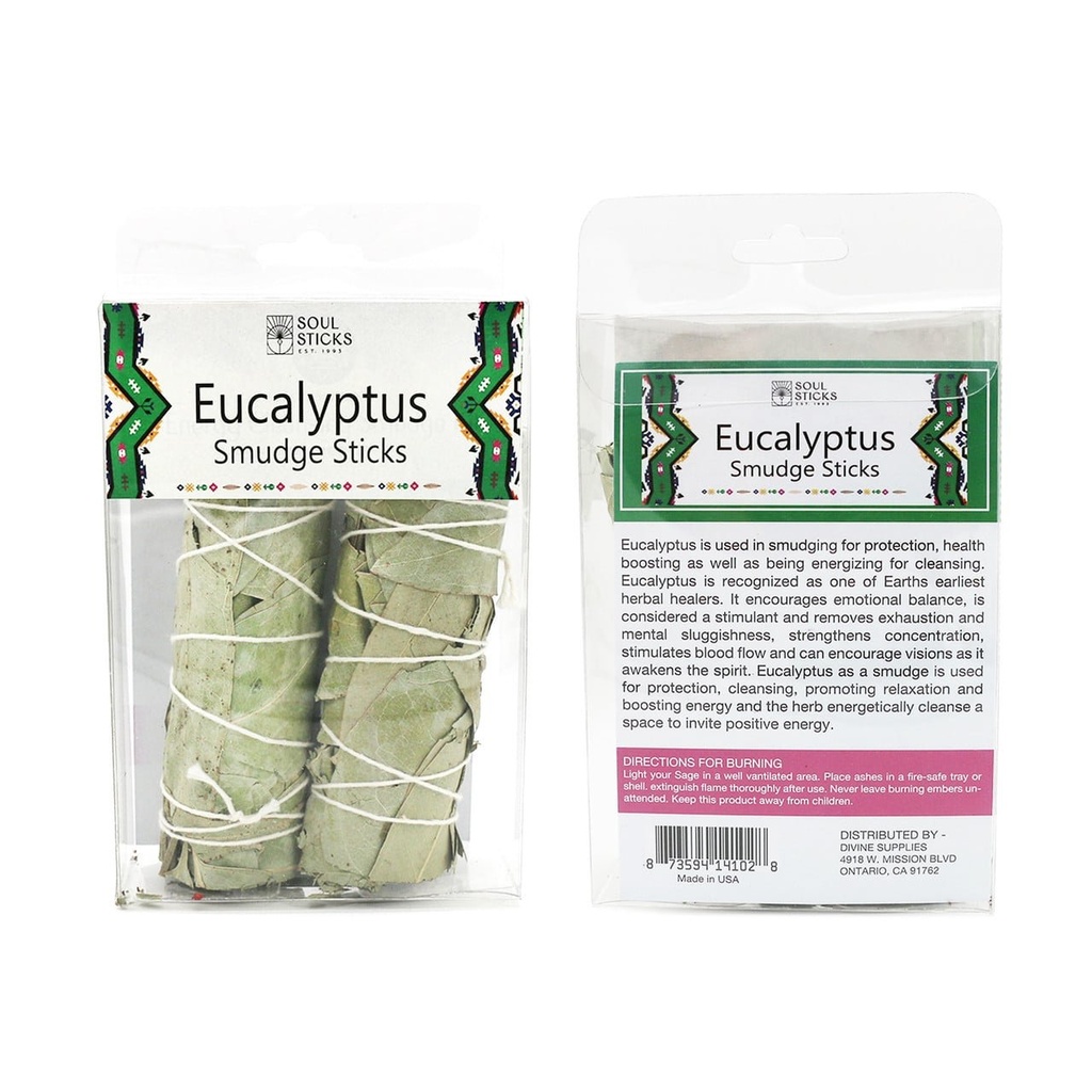 [14102] Eucalyptus Sage Smudge Sticks Retail Box – 4"