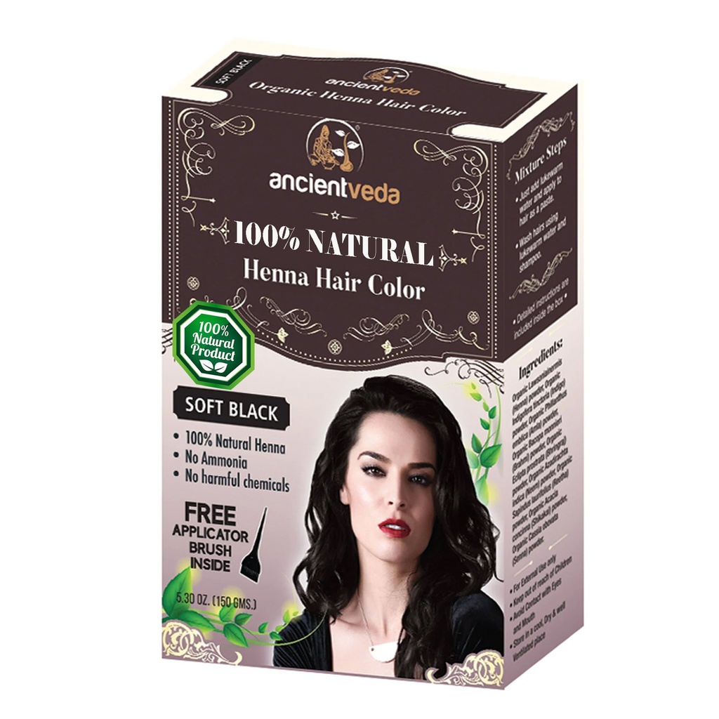 [95047] AncientVeda Soft Black Henna Hair Color – 150g