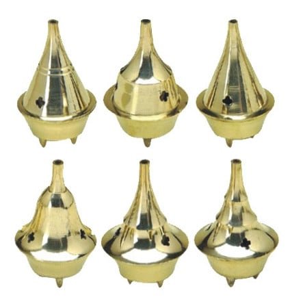 [BR691] Brass Incense Cone Burners – 3" / Set of 6