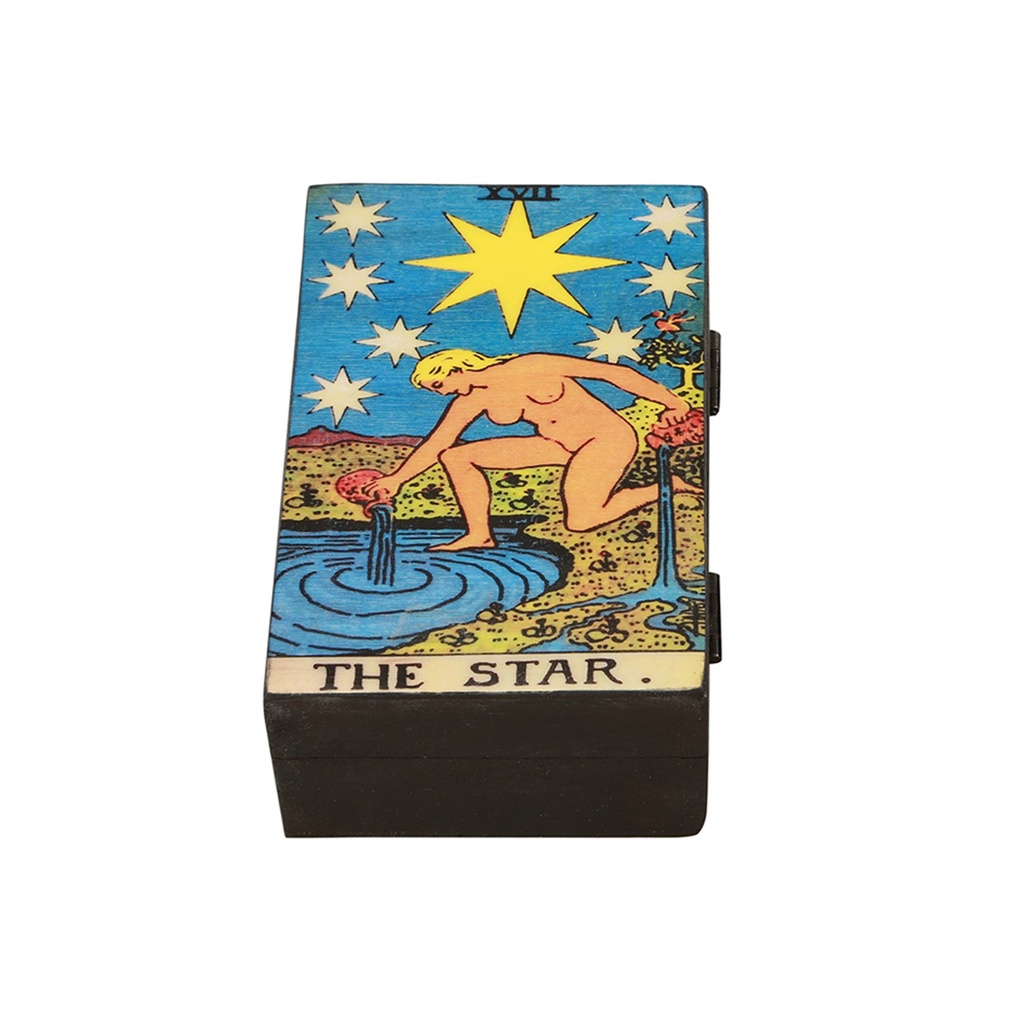 [14110] The Star Wooden Tarot Card Box – 6" x 4"