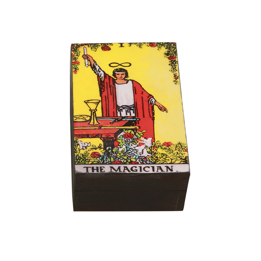 [14113] The Magician Wooden Tarot Card Box – 6" x 4"