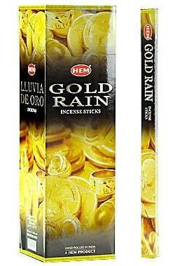 [H100-GOLD RAIN] HEM Gold Rain Square Incense Sticks – 25-Pack Box