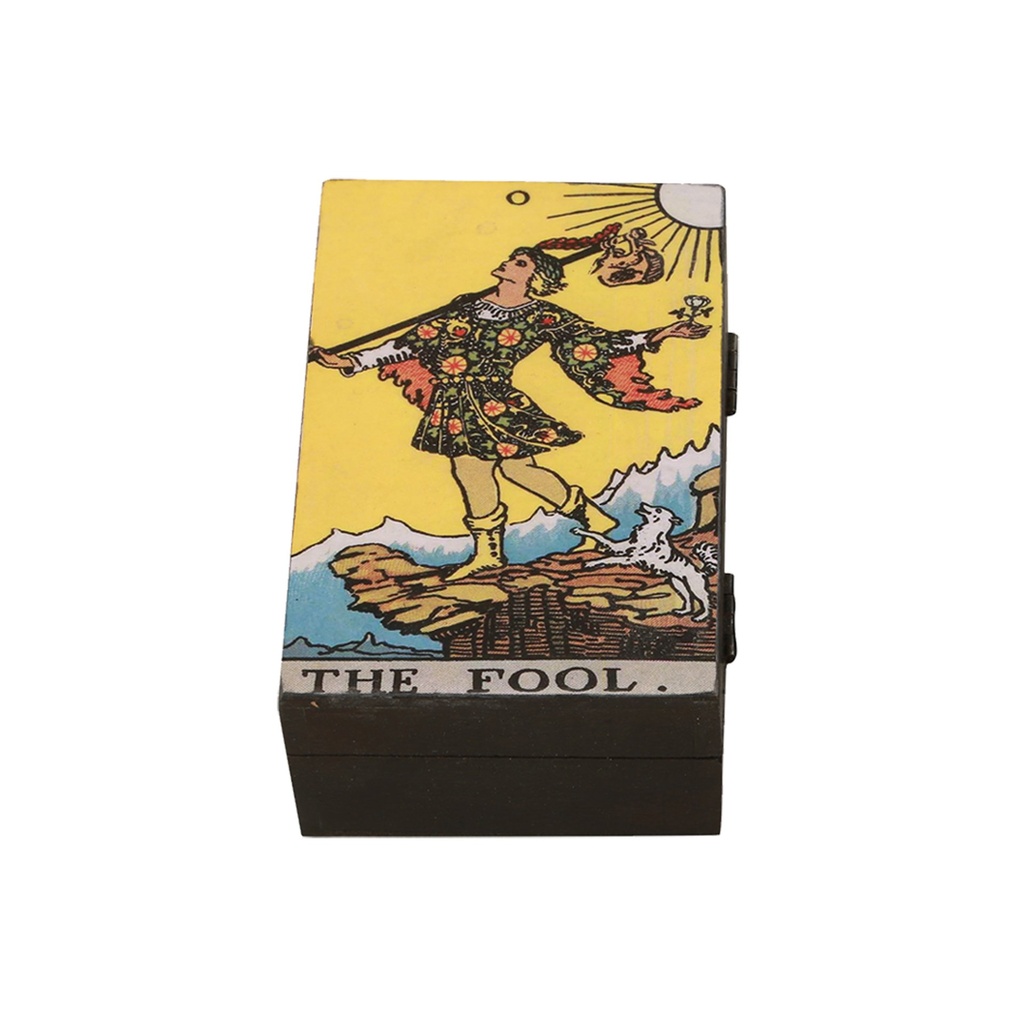 [14115] The Fool Wooden Tarot Card Box – 6" x 4"