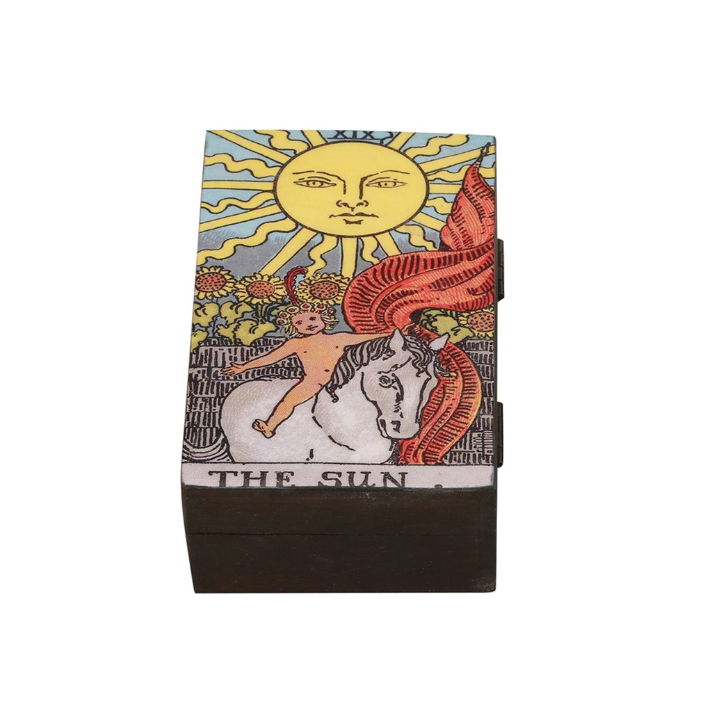 [14116] The Sun Wooden Tarot Card Box – 6" x 4"