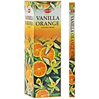 [H100-VANILLAORANGE] HEM Vanilla Orange Square Incense Sticks – 25-Pack Box