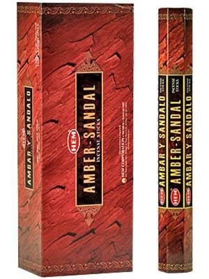 HEM Amber Sandal Hexa Incense Sticks – 6-Pack Box