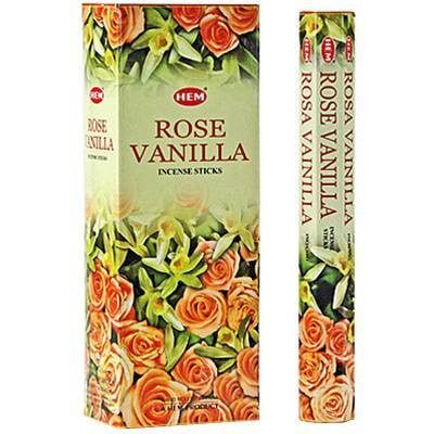 [H220-VANILLAROSE] HEM Vanilla Rose Hexa Incense Sticks – 6-Pack Box