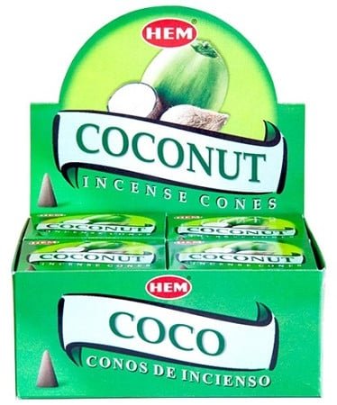 [H400-COCONUT] HEM Coconut Incense Cones – 12-Pack Box
