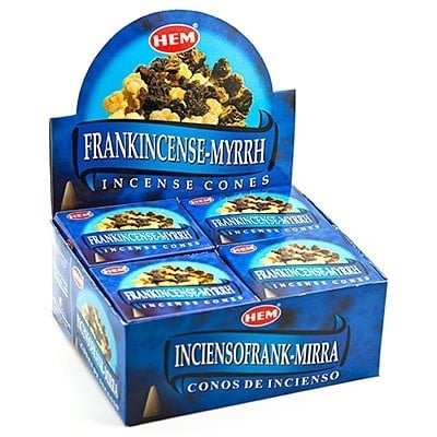 [H400-FRANKINCENSEMYRRH] HEM Frankincense Myrrh Incense Cones – 12-Pack Box