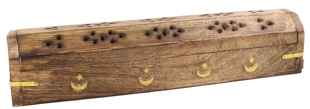 [HBT] Star & Moon Wooden Incense Coffin Box – 12"