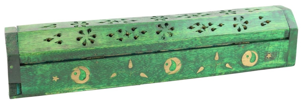 [HG] Green Yin Yang Wooden Incense Coffin Box – 12"