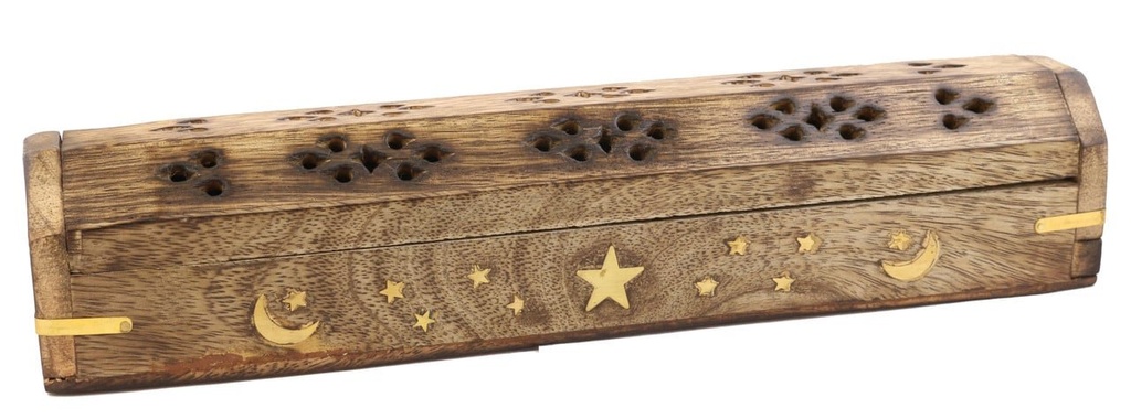 [SMS] Moon & Star Wooden Incense Coffin Box – 12"