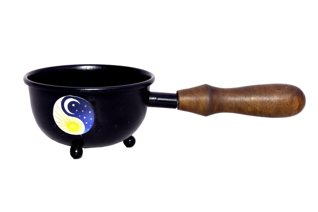 [14229] Sun & Moon Metal Smudge Pot w/ Handle – 3"
