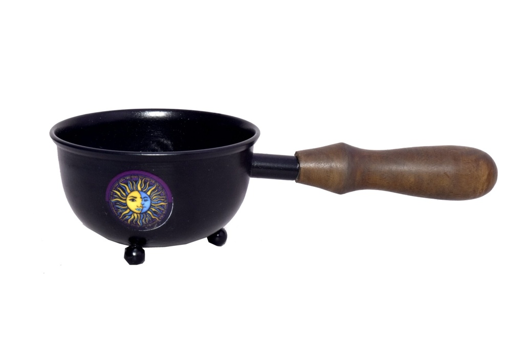 [14232] Celestial Metal Smudge Pot w/ Handle – 3"