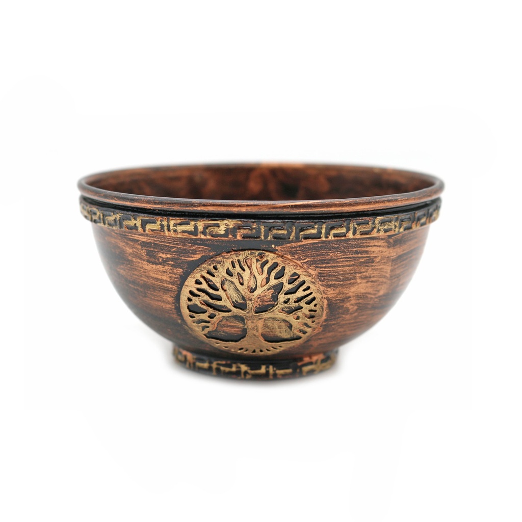 [14236] Tree of Life Metal Smudge Bowl – 4"