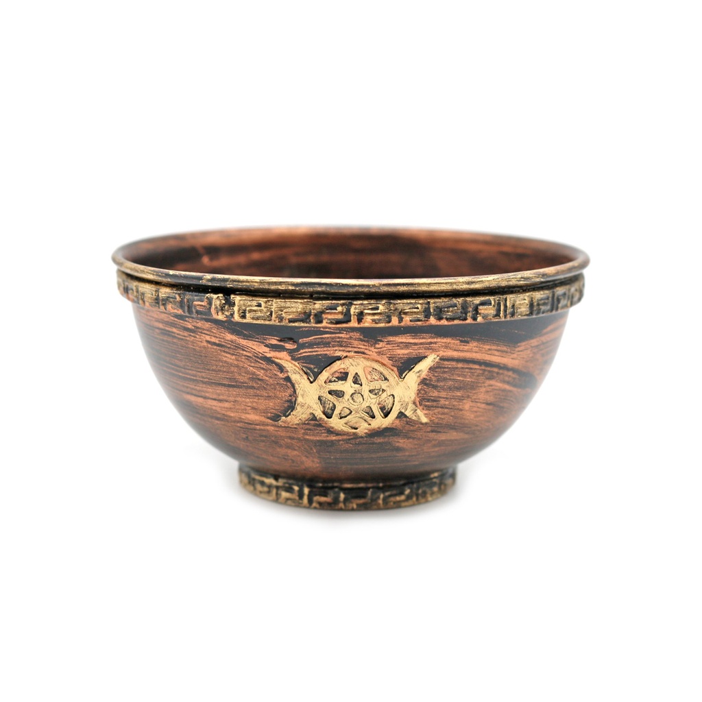 [14239] Triple Moon Metal Smudge Bowl – 4"