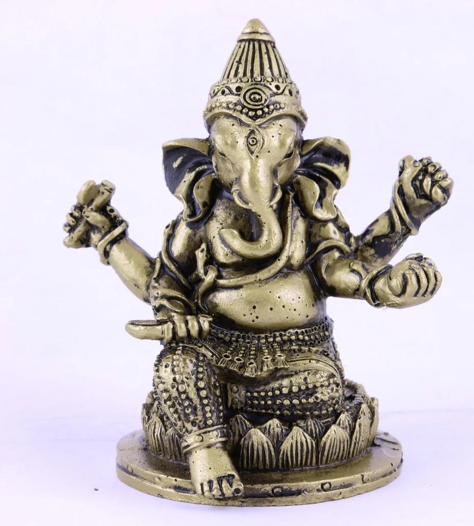 [10334] Brass Finish Ganesha Statue (A)