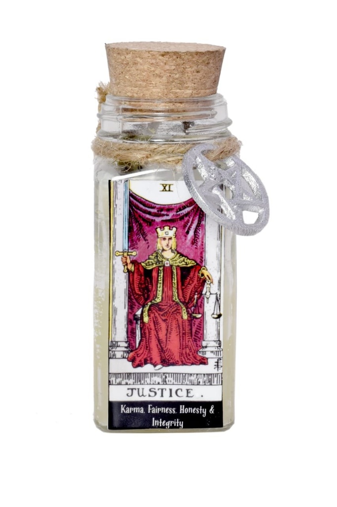 [14264] Justice Tarot Card Smudge Candle – 6 oz