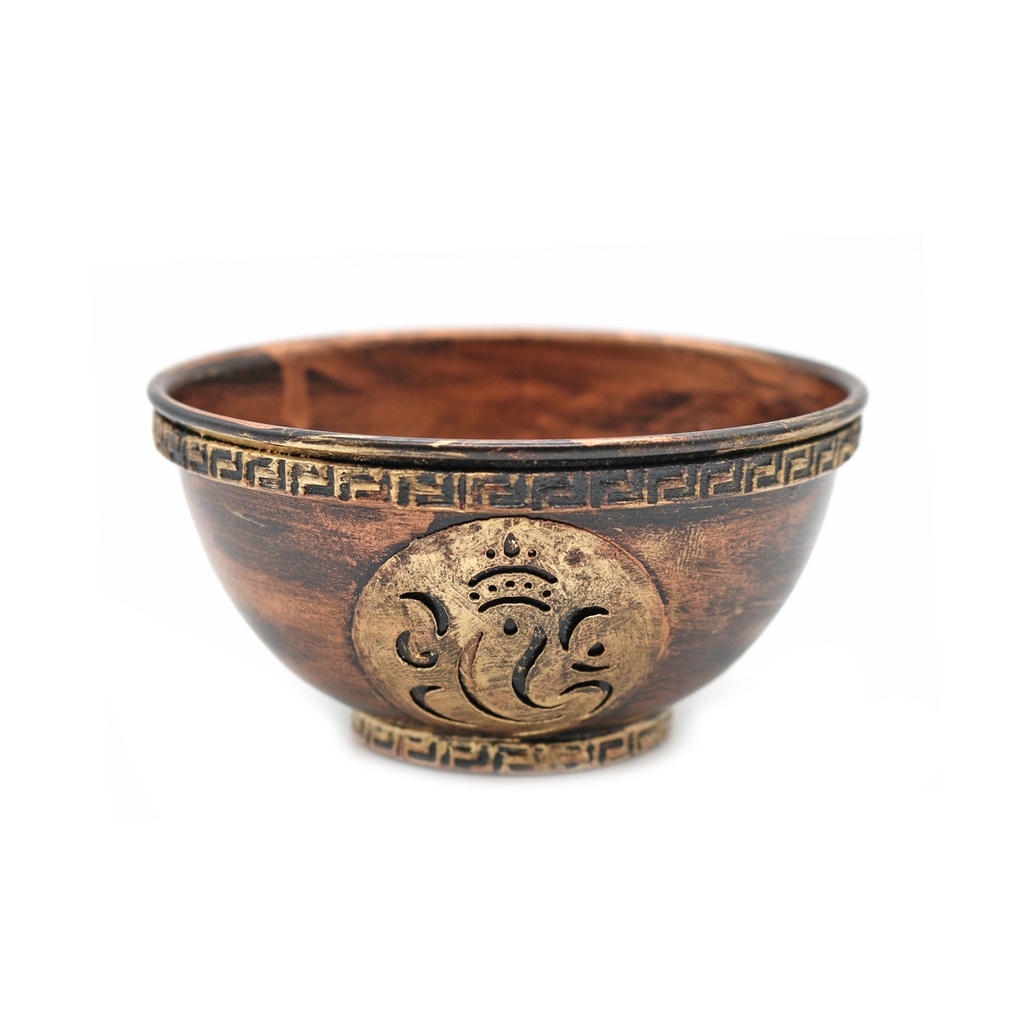 [14269] Ganesha Metal Smudge Bowl – 4"