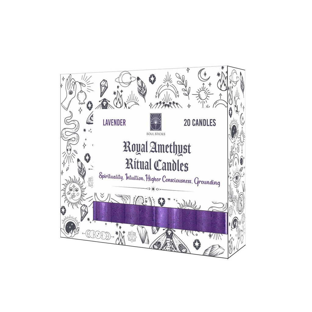 [14434] Royal Amethyst Lavender Scented Ritual Candles – Pack of 20