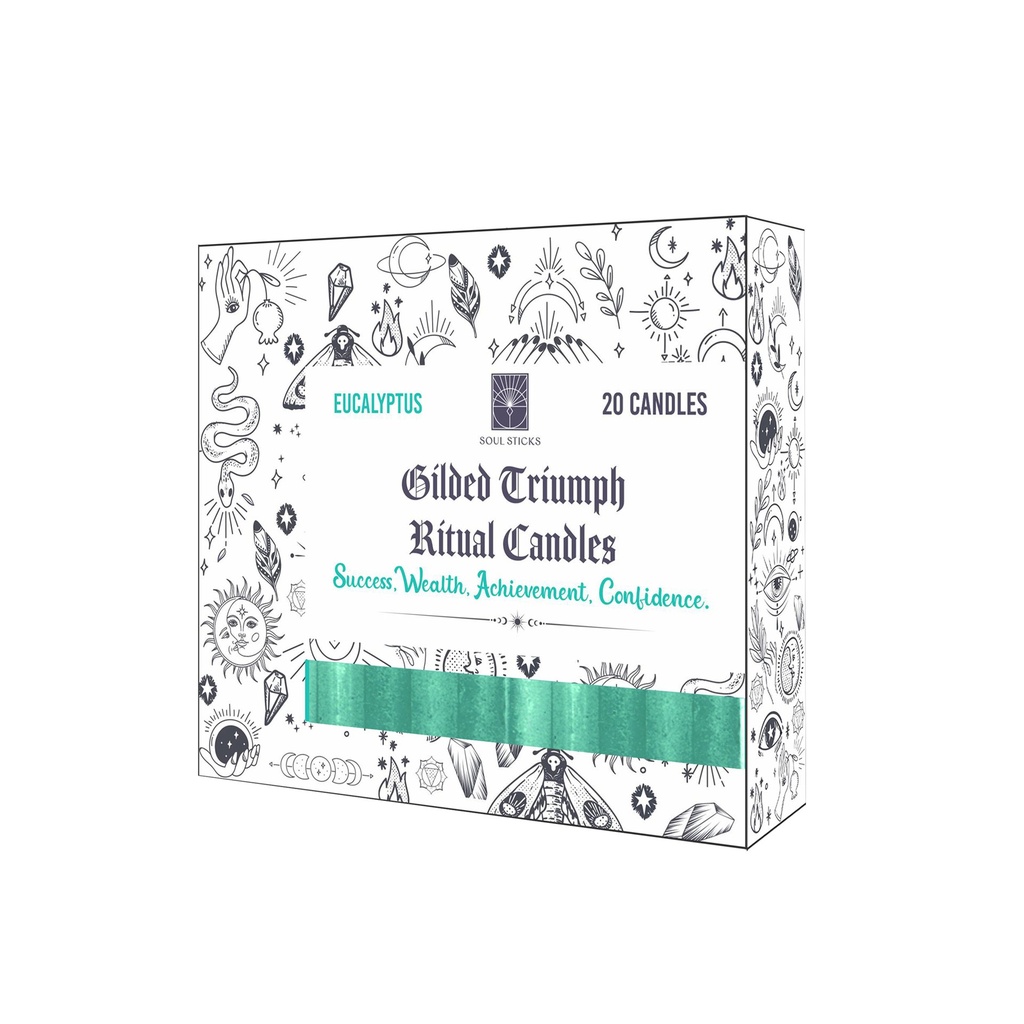 [14440] Gilded Triumph Eucalyptus Scented Ritual Candles – Pack of 20