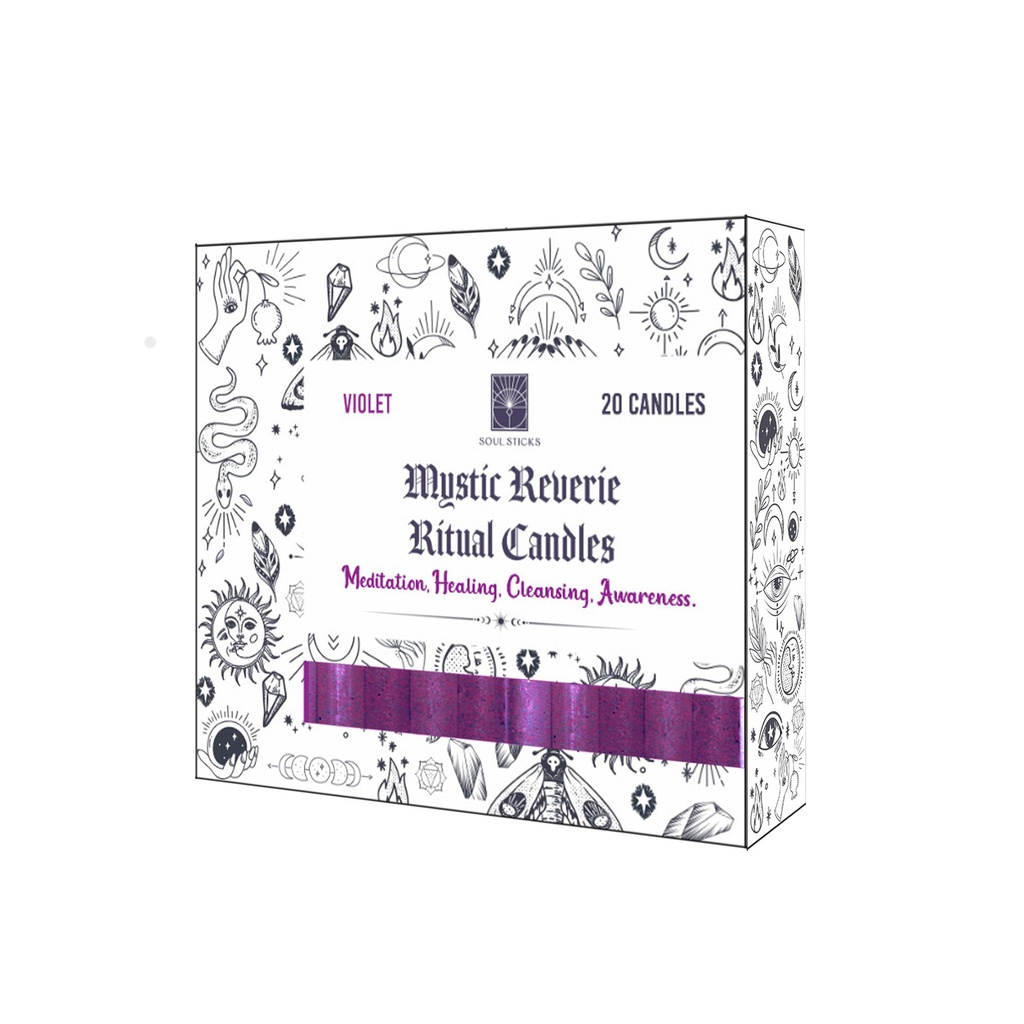 [14447] Mystic Reverie Violet Scented Ritual Candles – Pack of 20
