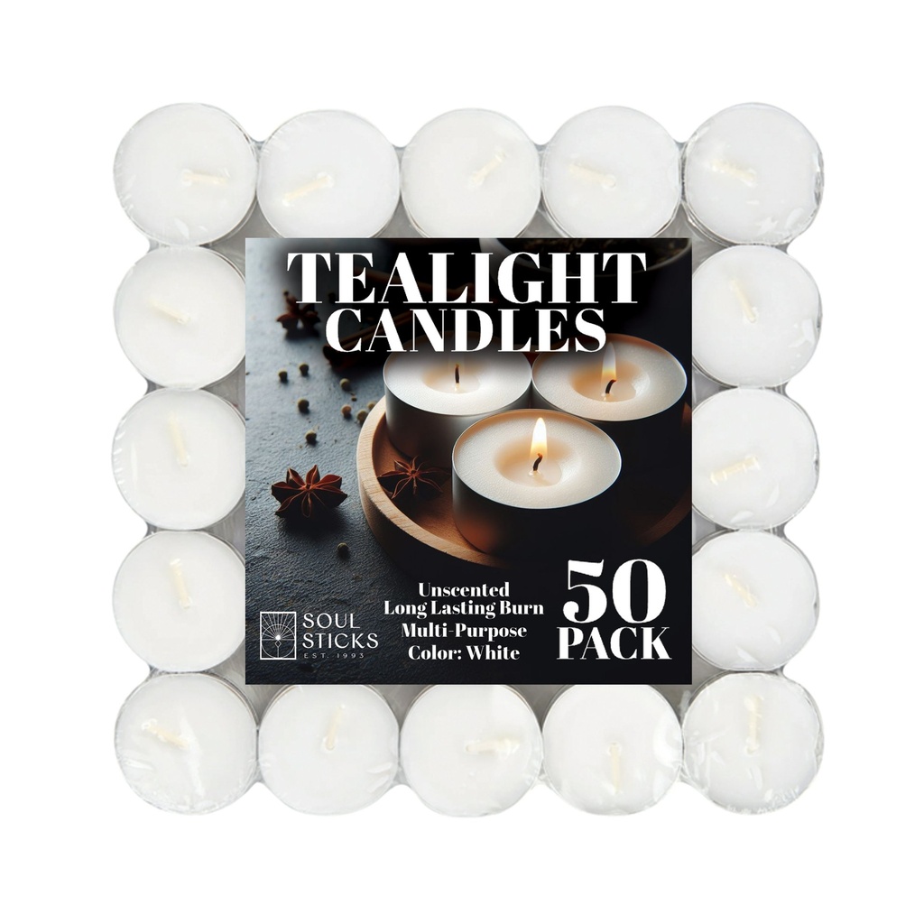 [14464] White Tealight Candles – Pack of 50