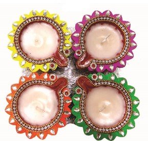 DIYA SET OF 4 PCS WITH WAX 3.5"