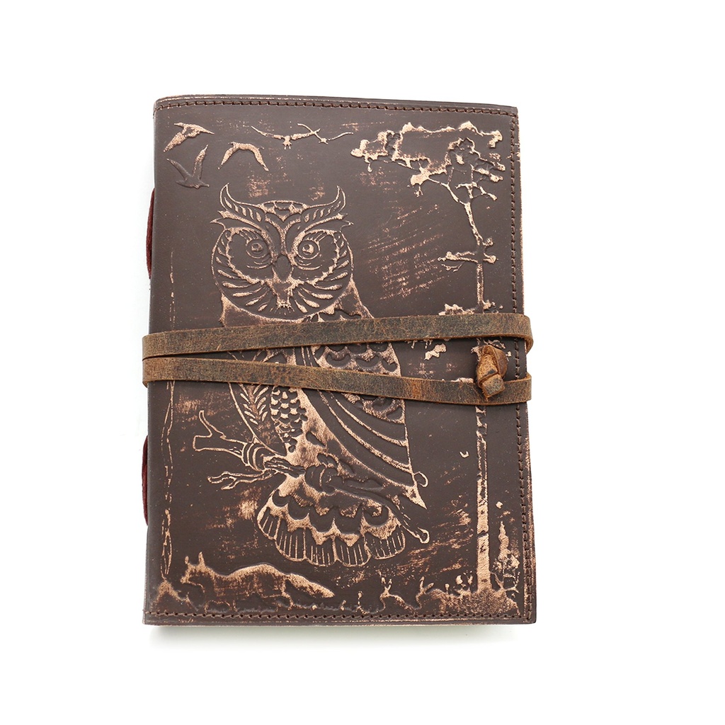 [14500] Owl Embossed Blank Leather Journal