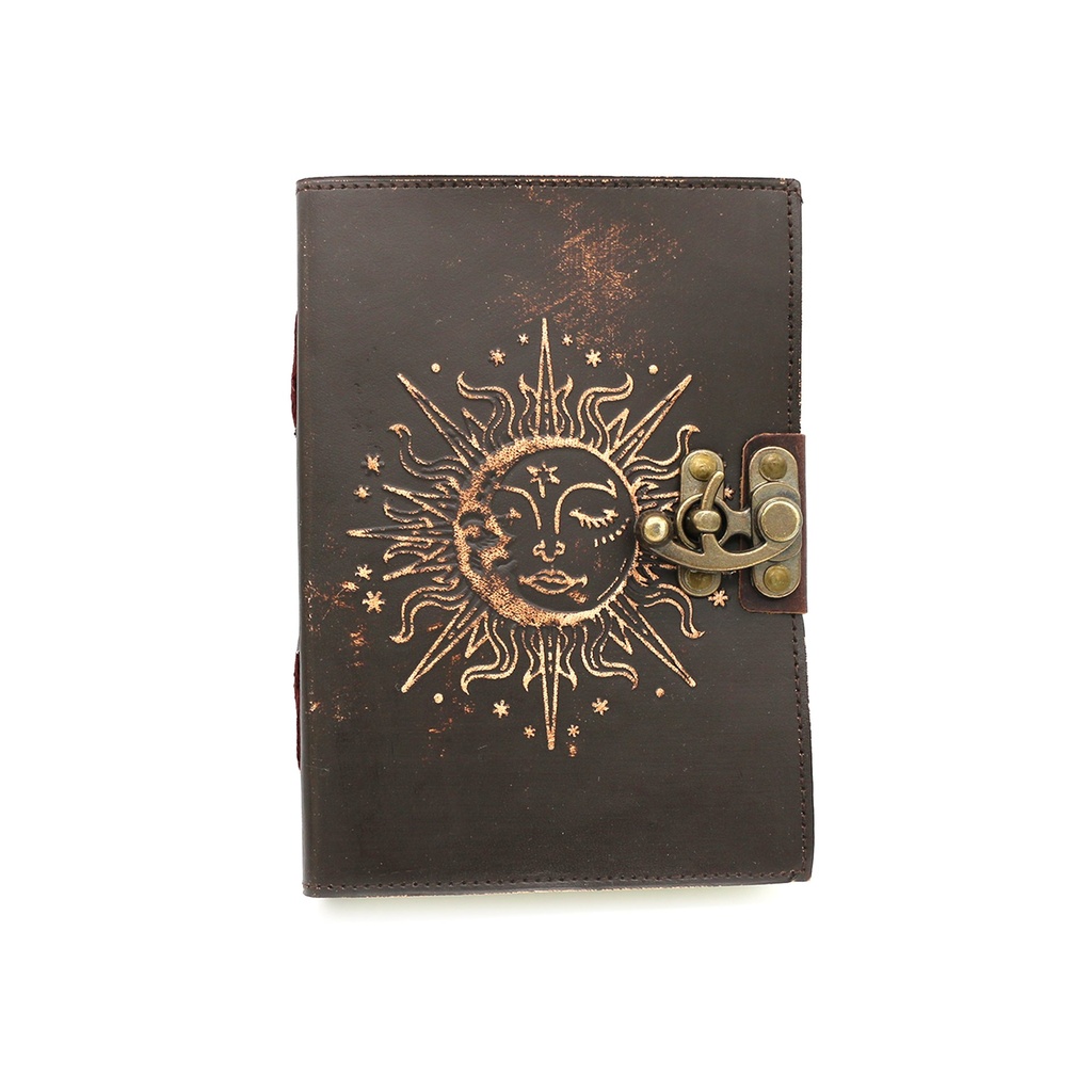 [14503] Sun & Moon Embossed Blank Leather Journal