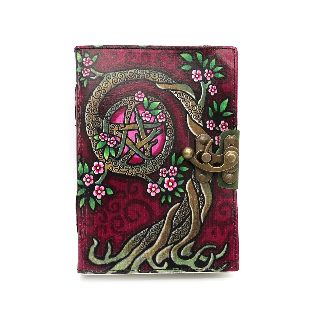 [14506] Pink Pentacle Embossed Blank Leather Journal