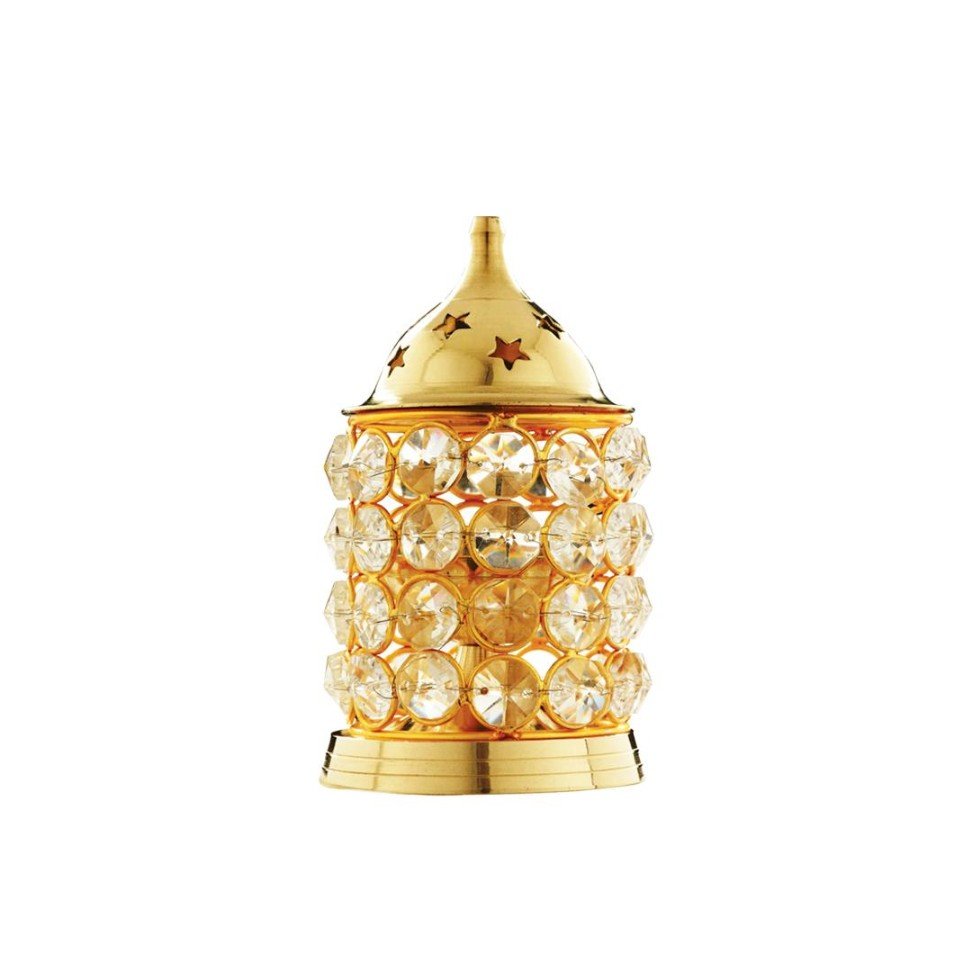 Akhand Diya with Crystals (5”)