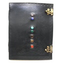 Black 7 Chakras Goddess Embossed Blank Leather Journal