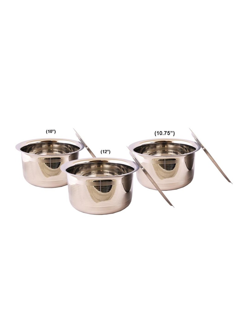 Stainless Steel Patila with Lid (Set of 3)