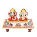 Marble Laxmi & Ganesh Chowki (6” x 4”)