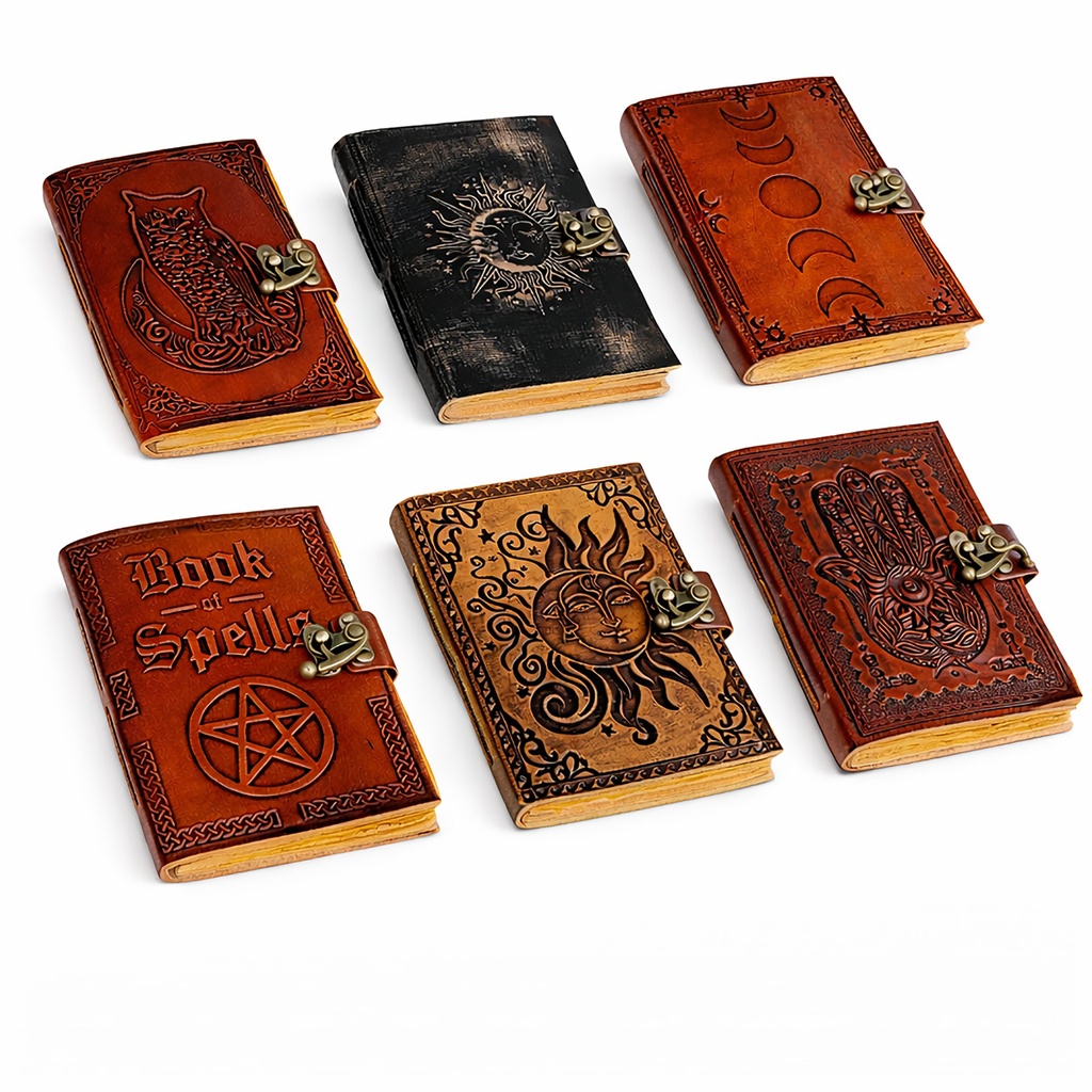 [14558] Spells Leather Embossed Journal w/ Lock – 5" x 7"