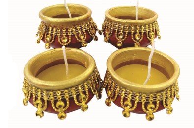 (3”) Matki Diyas with wax In Gift Box (Set of 4)