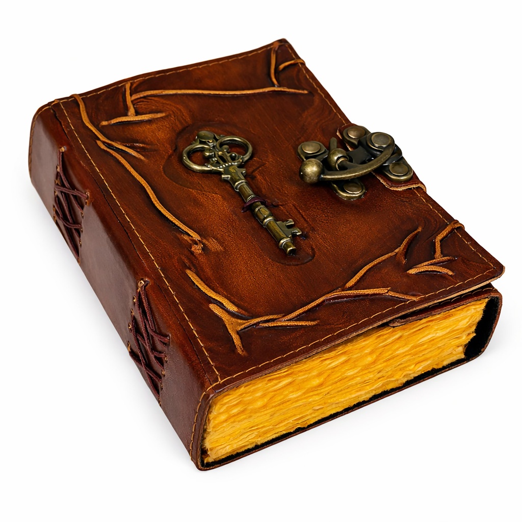 [14567] Leather Embossed Key with Lock Journal – 5" x 7"