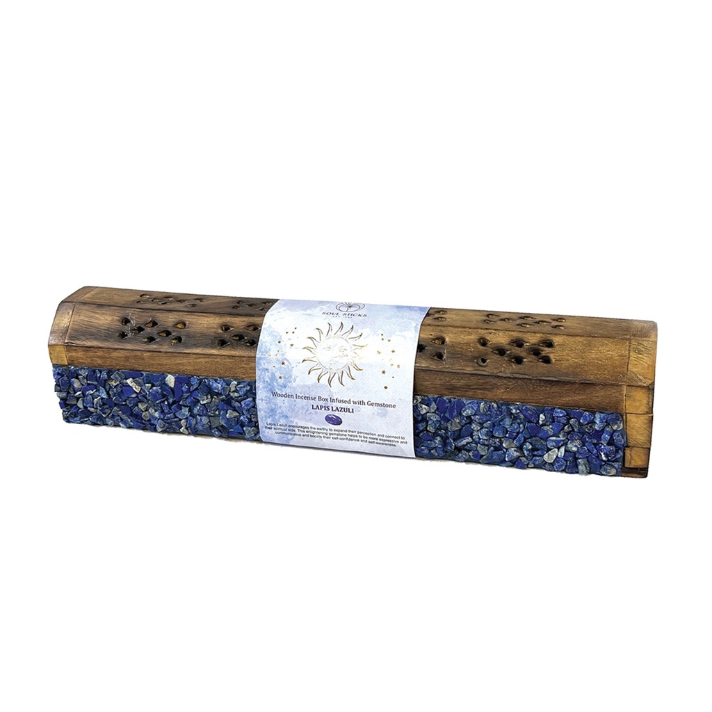 [14612] Lapis Lazuli Elements Wooden Coffin Box