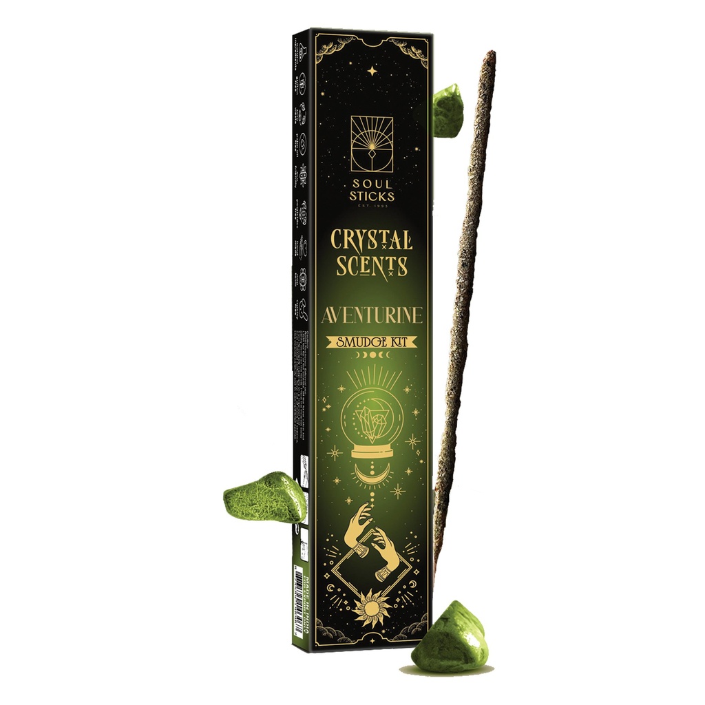 [14646] Aventurine Crystal Scents Smudge Kit