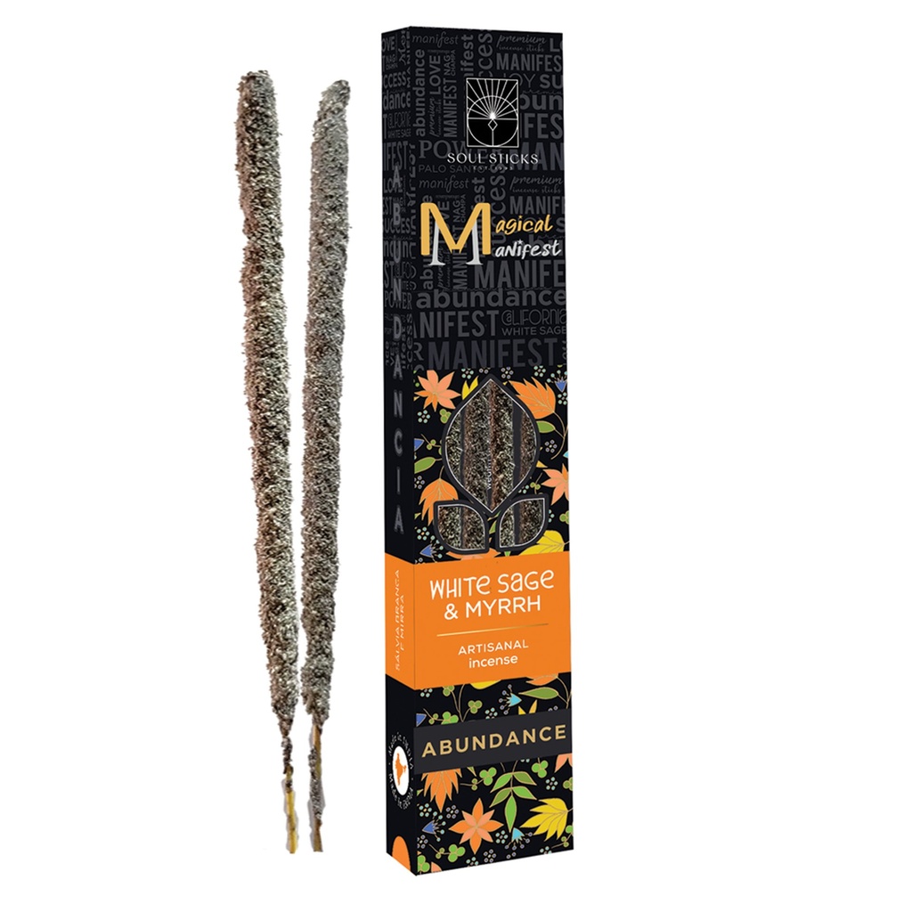 [14655] Magical Manifest Abundance: White Sage & Myrrh Artisanal Incense Sticks